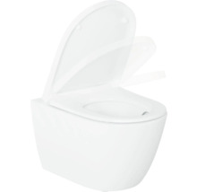 WC suspendu à fond creux avec bride ouverte et siège de WC