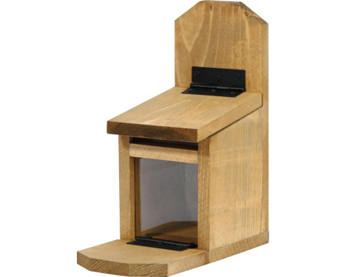 Mangeoire à écureuils en bois avec couvercle rabattable