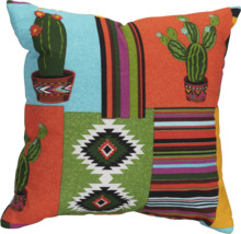 Dekokissen mit Kaktusmotiv und geometrischen Mustern