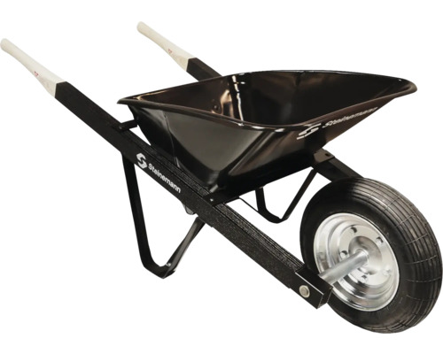 Spitzbodenkarette 60 l schwarz Schwarze Schubkarre mit Reifen und Holzgriffen