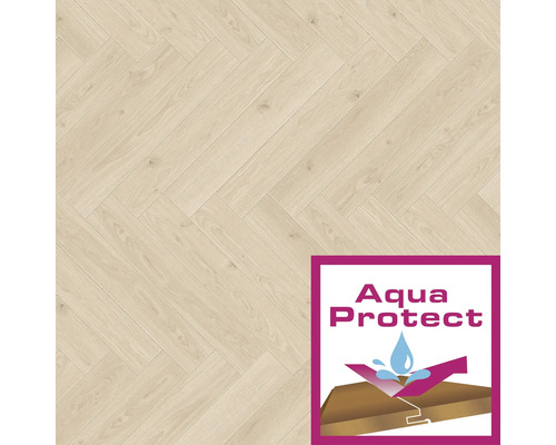 SKANDOR Laminat wasserfest Soil Oak eiche 858 x 143 x 8 mm Heller Laminatboden im Fischgrätmuster mit Aqua Protect Siegel