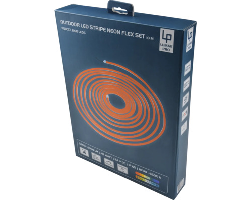 Verpackung einer Lumak Pro Outdoor LED Neon Flex Stripe mit 10 Metern Länge