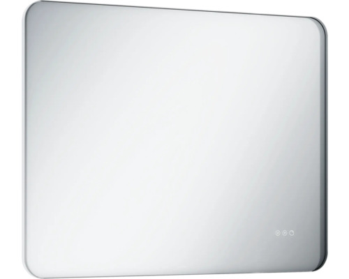 Miroir rectangulaire avec coins arrondis et capteur tactile