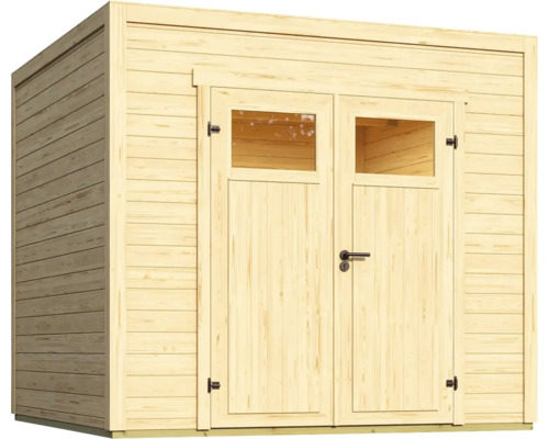 Abri de jardin en bois avec double porte et fenêtres