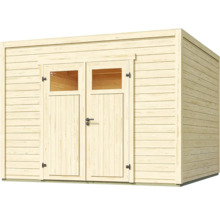 Abri de jardin en bois avec double porte et fenêtres