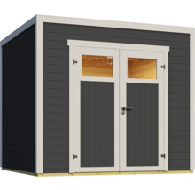 Abri de jardin avec porte double et fenêtres