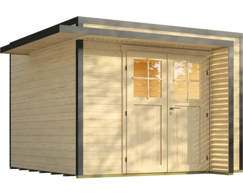 Gartenhaus aus Holz mit Doppeltür und Fenstern