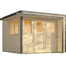 Abri de jardin en bois avec fenêtres et double porte