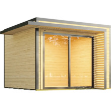 Gartenhaus mit Schiebetür und Holzfassade