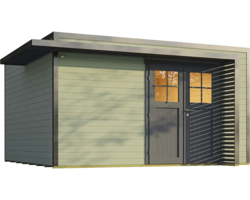 Abri de jardin avec double porte et toit plat