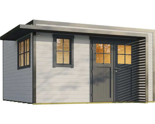 Abri de jardin avec fenêtres et porte