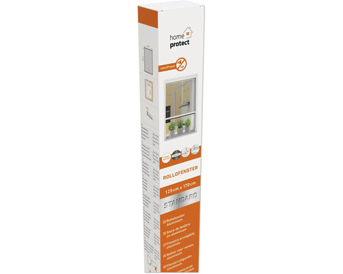 Verpackung einer Aluminium Rollofenster Insektenschutzvorrichtung, 125 cm x 170 cm