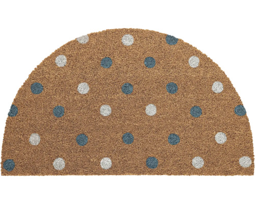 Kokosmatte halbrund Polka dots 45x75 cm Halbkreisförmige Fußmatte aus Kokosfaser mit Punktmuster