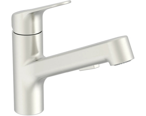 KEO Küchenarmatur SHAZA edelstahl satiniert Küchenarmatur mit herausziehbarer Brause