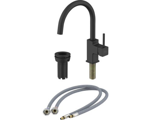 Robinet de cuisine noir avec accessoires