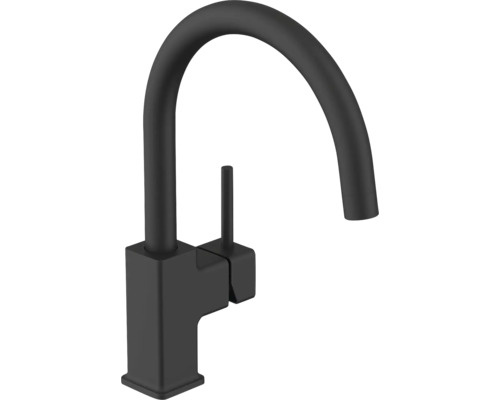 Robinet de cuisine noir à col de cygne