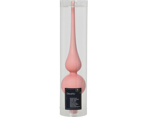 Rosa Christbaumspitze aus Glas in transparenter Verpackung