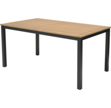 Table de jardin avec plateau en bois et structure en métal