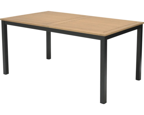 Table de jardin avec plateau en bois et structure en métal