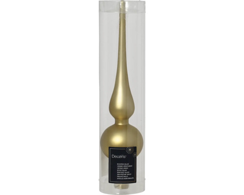 Goldfarbener Christbaumspitz aus Glas in Verpackung