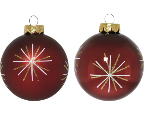 Deux boules de Noël avec motif étoilé et suspension