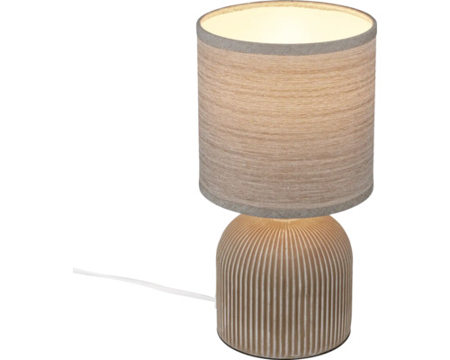 Tischlampe Ino 1 x E14 10 W braun Tischleuchte mit Stoffschirm