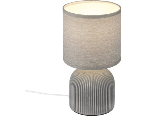 Tischleuchte mit Stoffschirm und geriffeltem Sockel