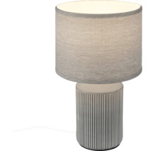 Tischleuchte mit zylinderförmigem Schirm und geriffeltem Sockel