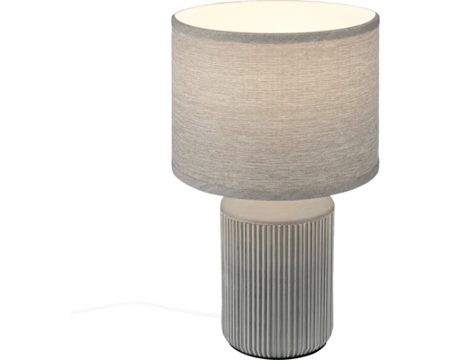 Tischleuchte mit zylinderförmigem Schirm und geriffeltem Sockel