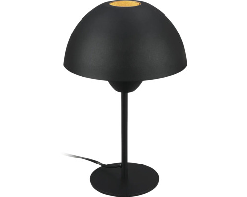 Schwarze Tischleuchte mit rundem Lampenschirm