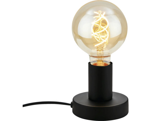 Tischlampe Teepu 1 x E27 10 W schwarz Tischleuchte mit grosser Glühbirne auf schwarzem Sockel