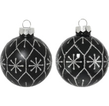 Zwei Christbaumkugeln mit Dekor
