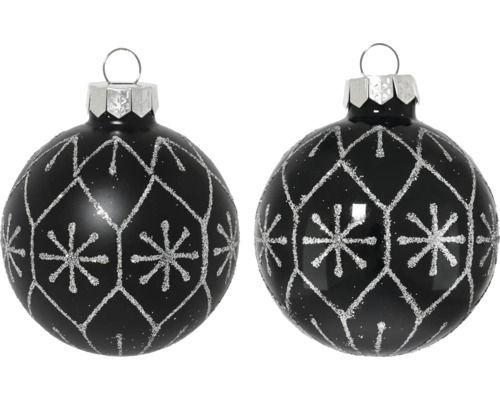 Zwei Christbaumkugeln mit Dekor