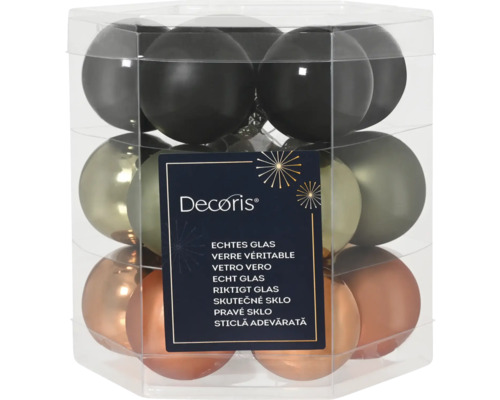 Verpackung mit Weihnachtsbaumkugeln aus echtem Glas