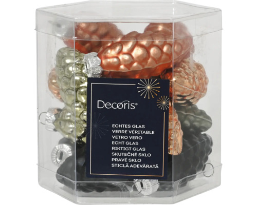 Dekoris Christbaumschmuck Zapfen aus Glas im Set