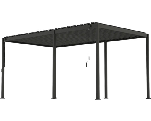 Pergola avec toit à lamelles et mécanisme de manivelle pour l'extérieur