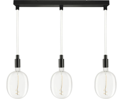 Pendelleuchte mit drei Leuchten und klaren Glühbirnen