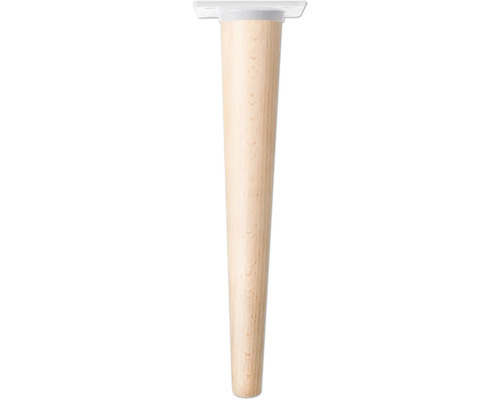 Pied de meuble Tarrox SCANDIA Ø 24-48 x 300 mm bois de hêtre blanc 1 pièce Un pied de meuble individuel en bois avec une plaque de montage.