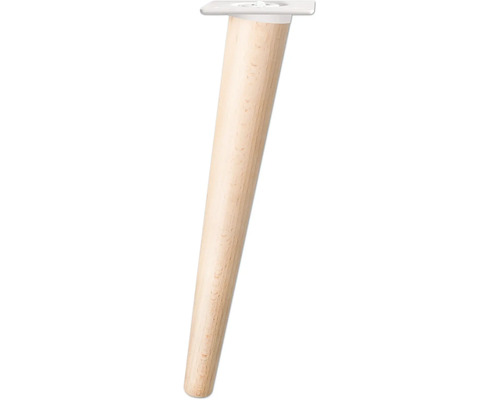 Pied de meuble Tarrox SCANDIA Balance Ø 24-48 x 300 mm bois de hêtre blanc 1 pièce Pied de meuble en bois avec plaque de montage