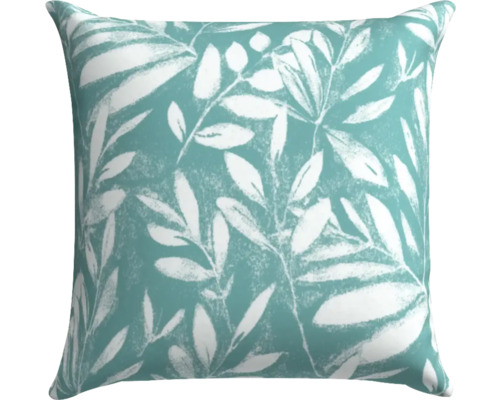 Kissen Lagoon Bluemoon türkis weiss gemustert 48 cm x 48 cm Kissen mit Pflanzenmuster