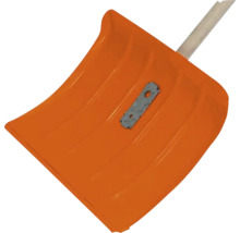 Orange Schneeschaufel mit Holzstiel