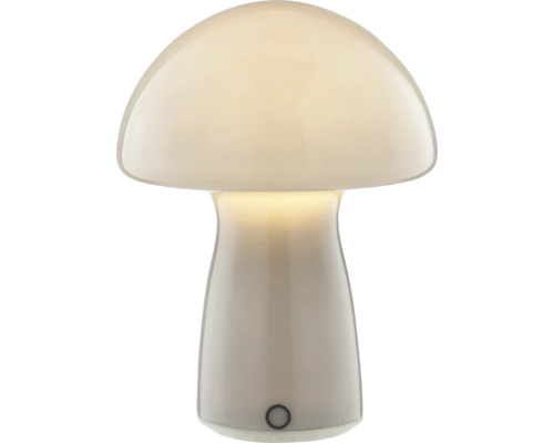 Akku Tischlampe Erik LED 2,5 W grau Pilzförmige Tischleuchte aus Glas
