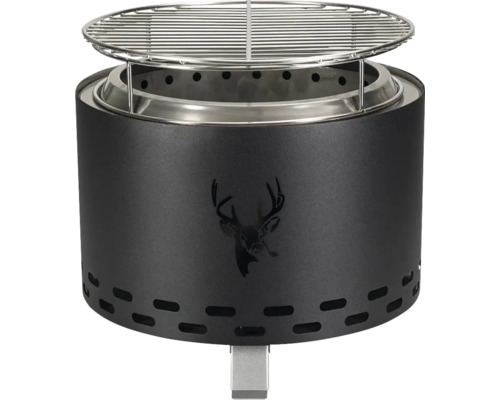 Feuerschale mit Grillrost und Hirschmotiv