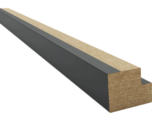 Profilé Sonava Baguette de finition noir plaxé 2600 x 25 x 22 mm Profilé en bois avec bordure métallique