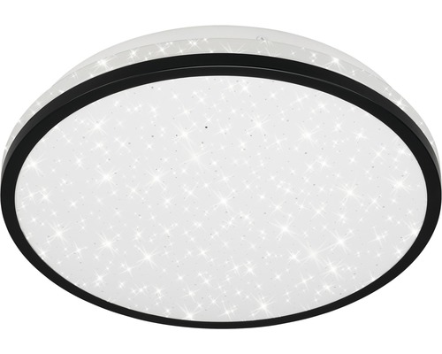 LED Badleuchte IP44 12W 1200 lm 4000 K neutralweiß HxØ 70x280 mm Acotus schwarz Runde Deckenleuchte mit Sternenmuster für den Innenbereich