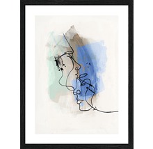 Gerahmtes Bild mit abstrakten Gesichtsdarstellungen in Linienkunst