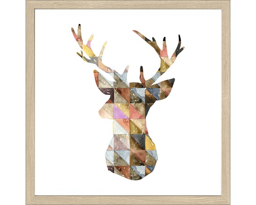 Tableau encadré Polygon Deer 33x33 cm