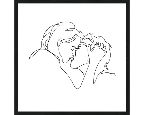 Tableau encadré Kissing Couple 53x53 cm
