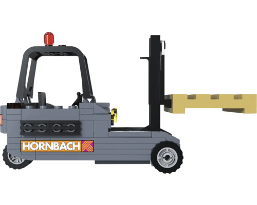 HORNBACH Brick Set Forklift Gabelstapler Klemmbausteine 13.7x6.4x8.4 cm Hornbach Gabelstapler Modell aus Bausteinen mit Palette