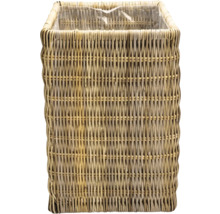 Panier à plantes carré en matériau tressé avec insert en plastique